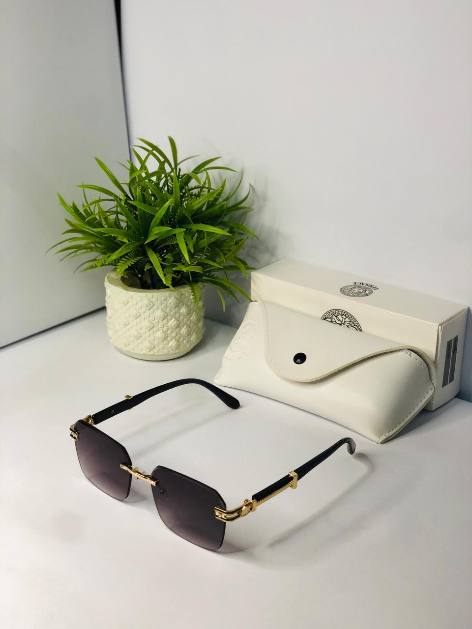 Versace Rimless Rectangular Sunglasses.